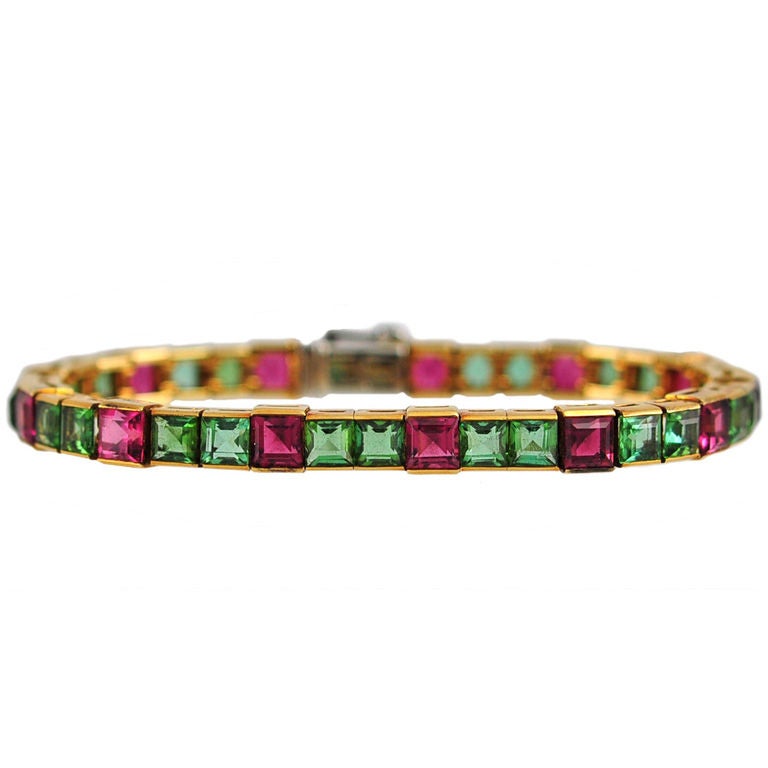 CARTIER Green and Pink Tourmaline Bracelet