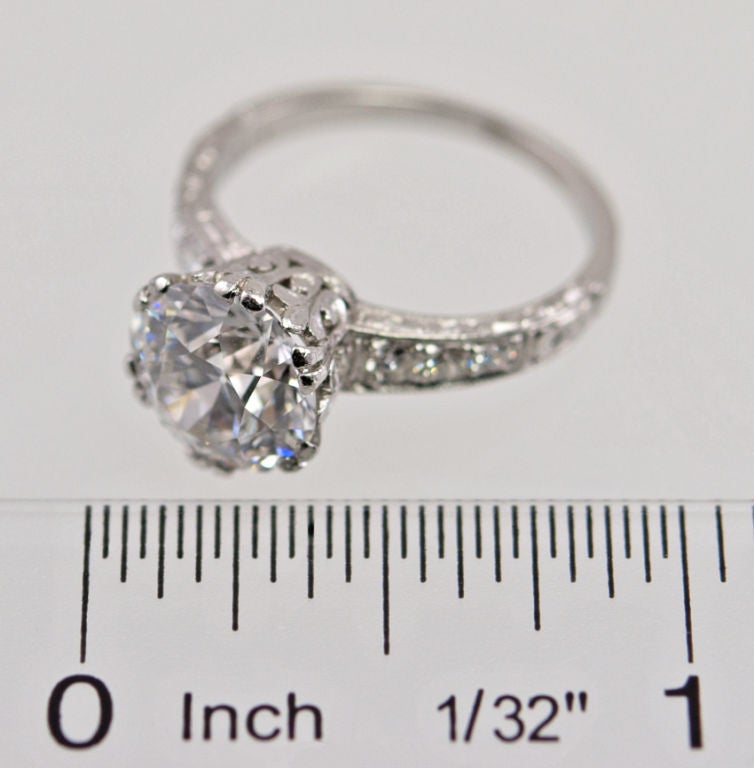 Edwardian 3.13 Carat Old European Cut Diamond and Platinum Ring For Sale 4