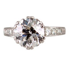 Edwardian 3.13 Carat Old European Cut Diamond and Platinum Ring