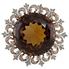 Regal Looking Large Citrine Brooch