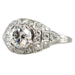 Art Deco 0.80 Carat Old European Cut Diamond and Platinum Ring