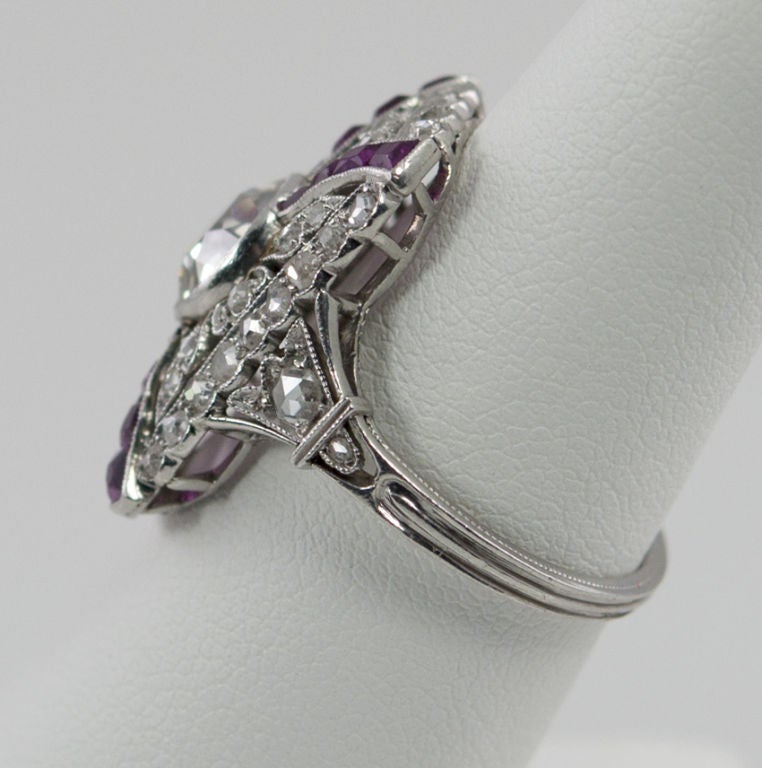 Edwardian Diamond and Ruby Platinum Ring, circa 1910 For Sale 2