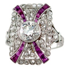 Edwardian Diamond and Ruby Platinum Ring, circa 1910