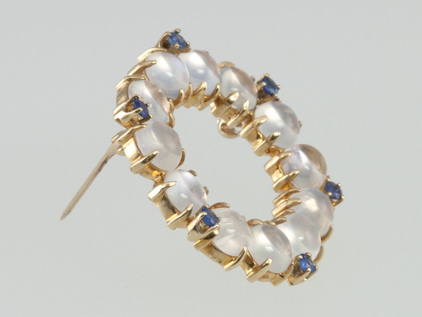 Women's  Moonstone and Sapphire Pin