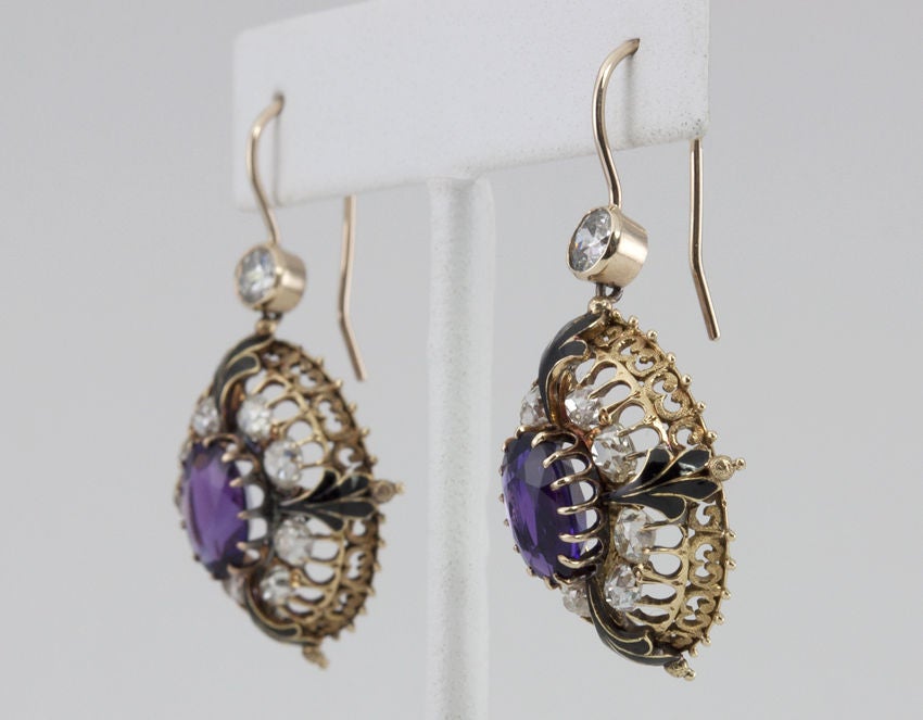 Women's Victorian Amethyst and Diamond Earrings