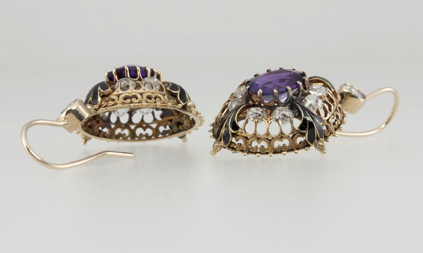 Victorian Amethyst and Diamond Earrings 2