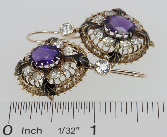 Victorian Amethyst and Diamond Earrings 3