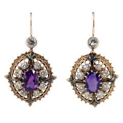 Victorian Amethyst and Diamond Earrings