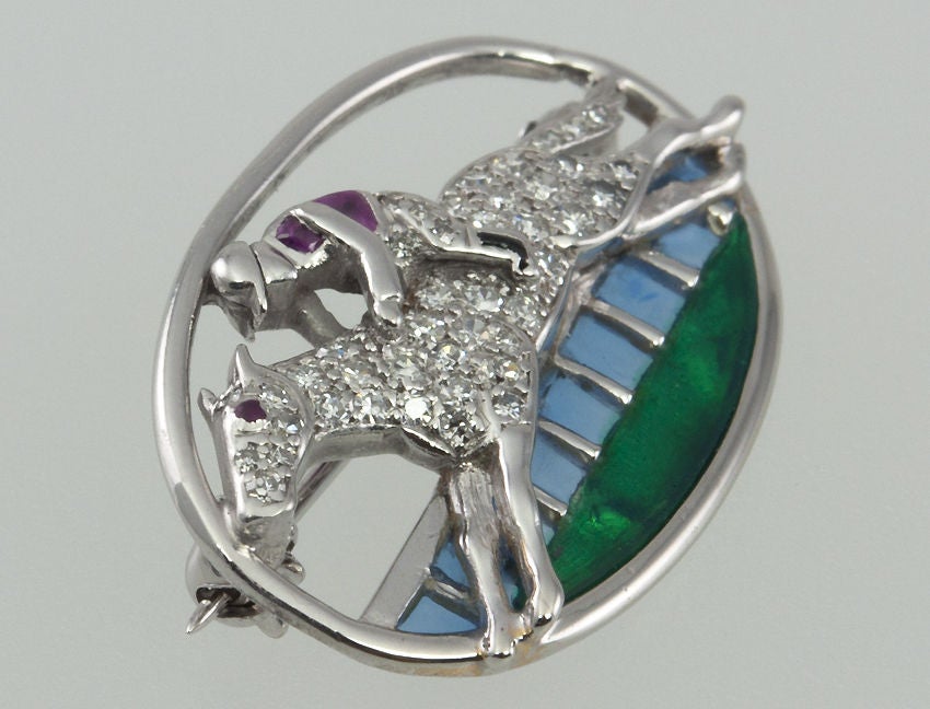 Women's or Men's Platinum Horse Racing Pin