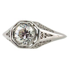 One Carat Diamond Platinum Ring 12