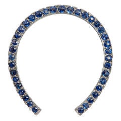 Sapphire Horeseshoe Brooch