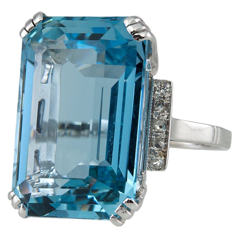 Art Deco Aquamarine Ring