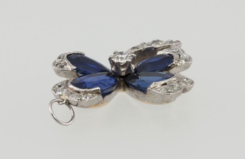 Victorian Diamond and Sapphire Four-Leaf Clover Pendant In Excellent Condition In Los Angeles, CA