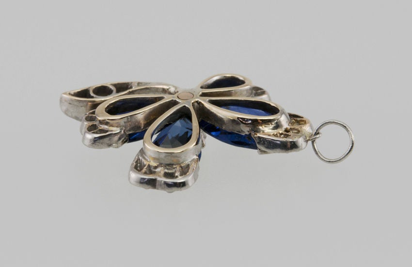Women's Victorian Diamond and Sapphire Four-Leaf Clover Pendant