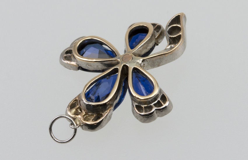 Victorian Diamond and Sapphire Four-Leaf Clover Pendant 1