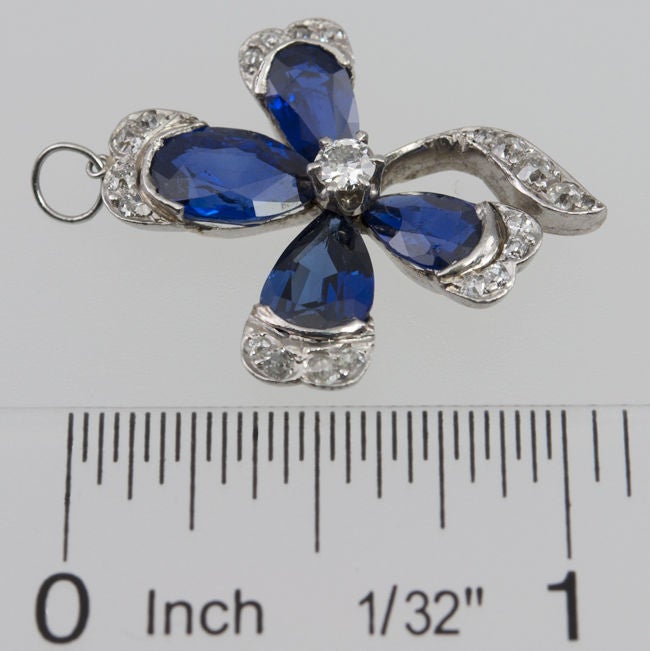Victorian Diamond and Sapphire Four-Leaf Clover Pendant 2