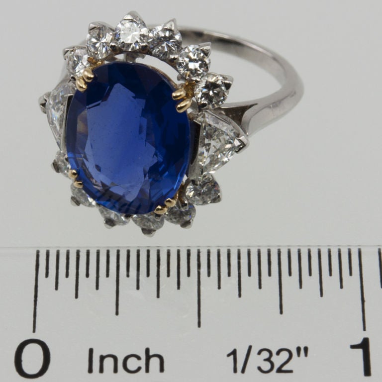 Natural No Heat Sapphire and Diamond Ring 5