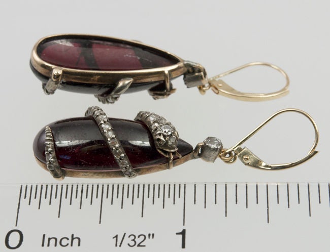 Victorian Garnet and Diamond Snake Earrings 3