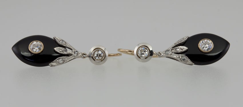 Women's Victorian Onyx Diamond Earrings