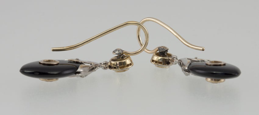 Victorian Onyx Diamond Earrings 1