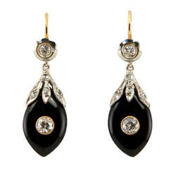Victorian Onyx Diamond Earrings