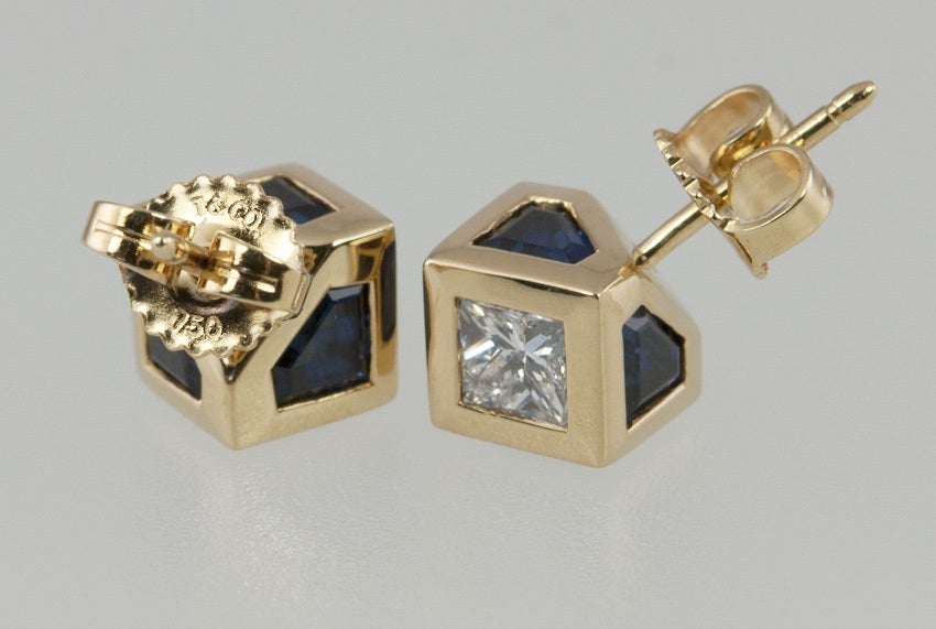 TIFFANY & CO Sapphire Diamond Earrings 1