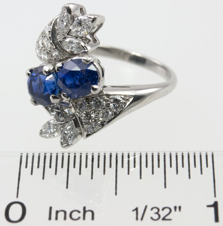 Double Sapphire Crossover Ring