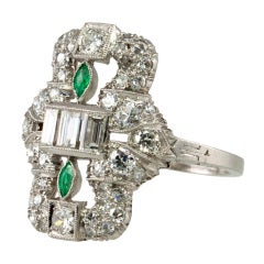 Art Deco Diamond and Emerald Ring