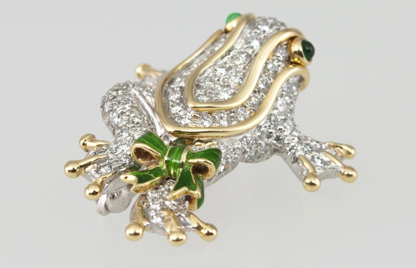 TIFFANY Diamond Frog Pin/Pendant In Excellent Condition In Los Angeles, CA