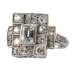 1930's Ring with Center Emerald Cut Diamond