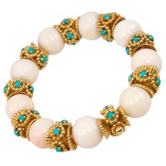 White Coral and Turquoise Bracelet
