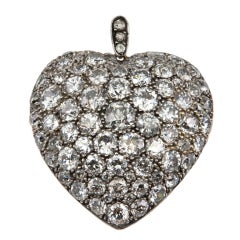 Large Georgian Diamond Heart Pendant