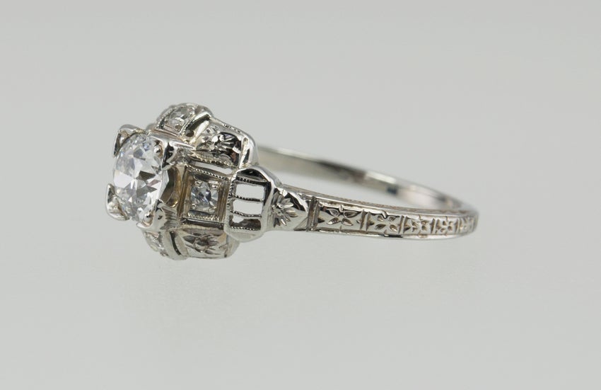 Old European Cut Deco .50 ct Diamond Ring For Sale