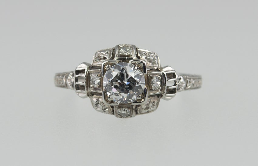 Women's Deco .50 ct Diamond Ring For Sale