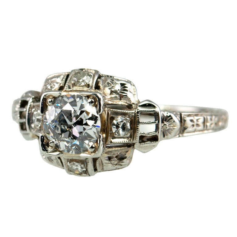 Deco .50 ct Diamond Ring For Sale