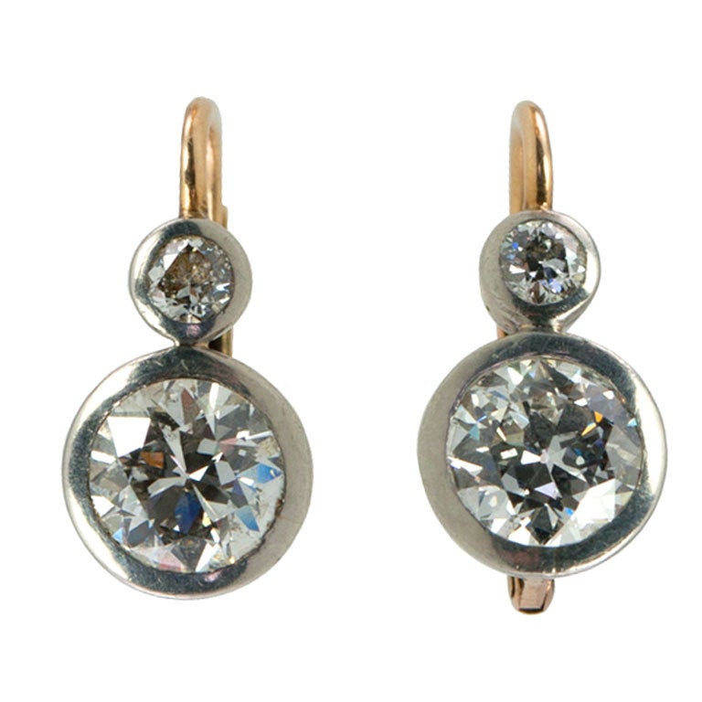 Bezel Set 2.15ct Diamond Earrings at 1stdibs
