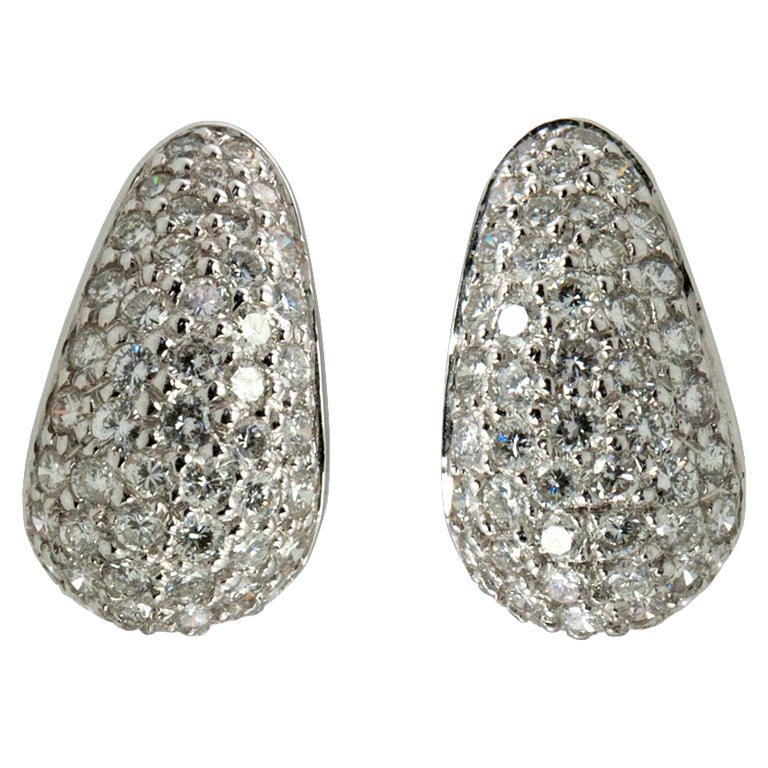 Pave Diamond Earrings at 1stdibs