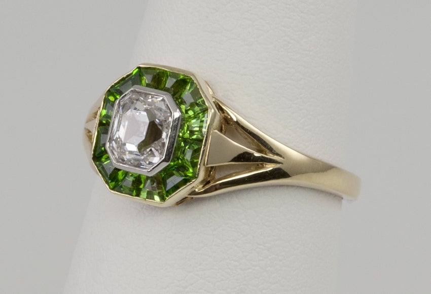 Women's Demantoid Garnet and Diamond Ring