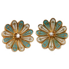 Victorian Enamel Flower Earrings