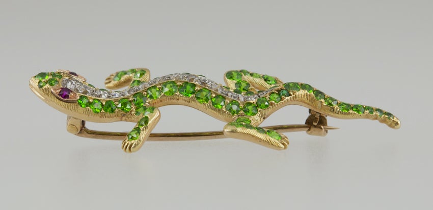 Demantoid Garnet Lizard Pin 2