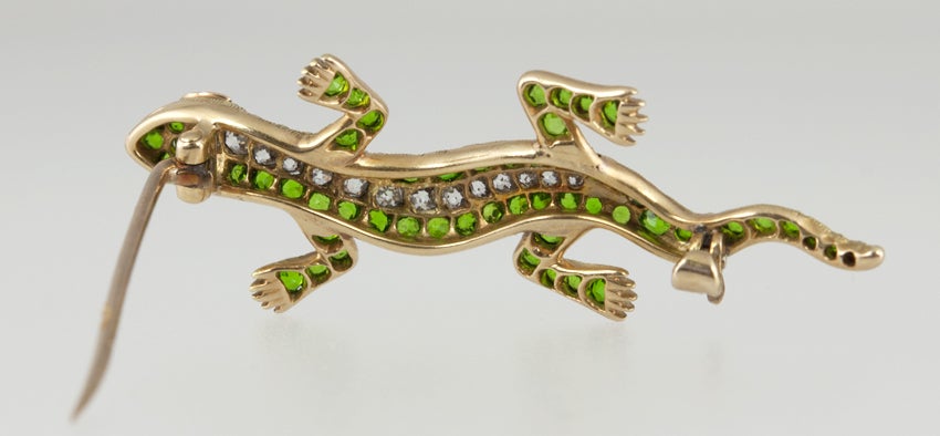 Demantoid Garnet Lizard Pin 3