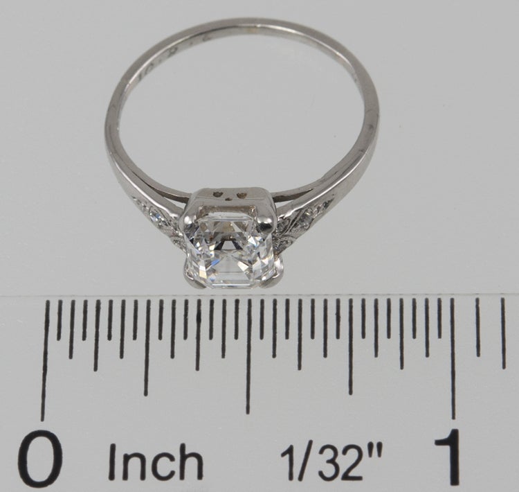 Tiffany and Co. 1.20 Carat Square Emerald Cut Diamond Platinum Ring For ...