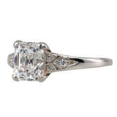 Tiffany & Co. 1.20 Carat Square Emerald Cut Diamond Platinum Ring