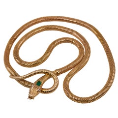 Snake Necklace With Emerald