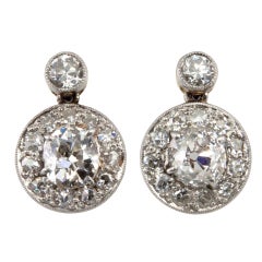 Old European Cut Diamond Drop Earrings