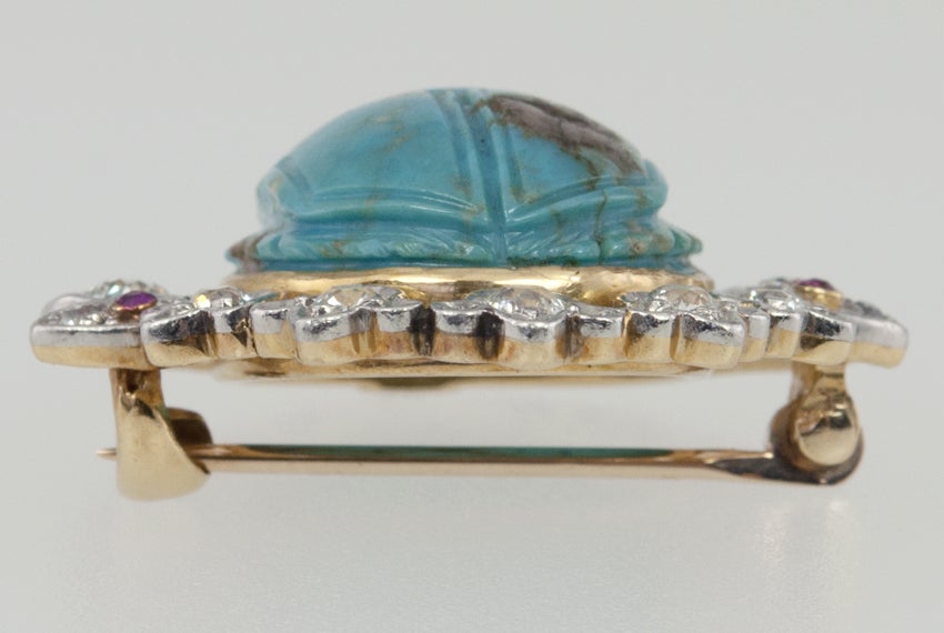 TIFFANY & CO Turquoise and Diamond Scarab Brooch 1