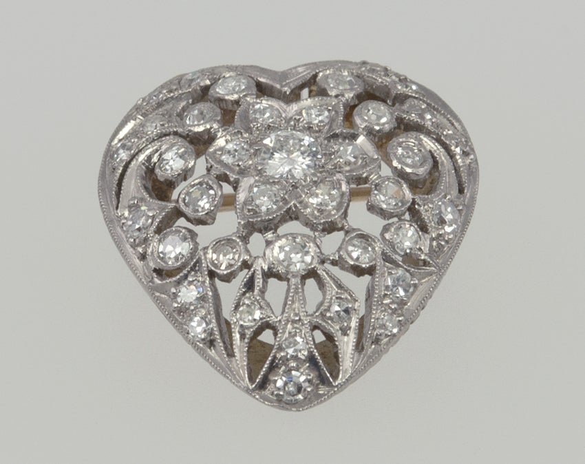 Women's Diamond Cut Out Heart Pin/Pendant For Sale
