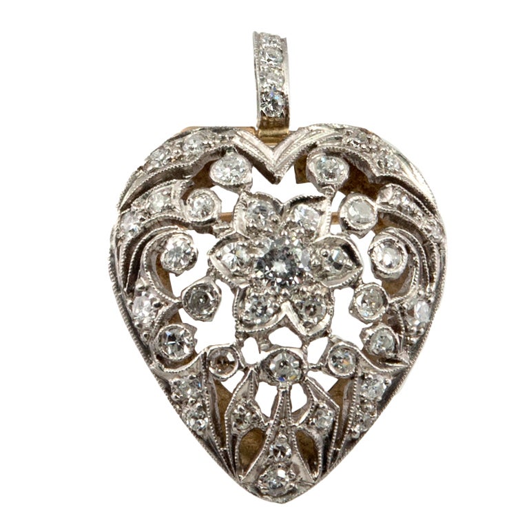 Diamond Cut Out Heart Pin/Pendant For Sale