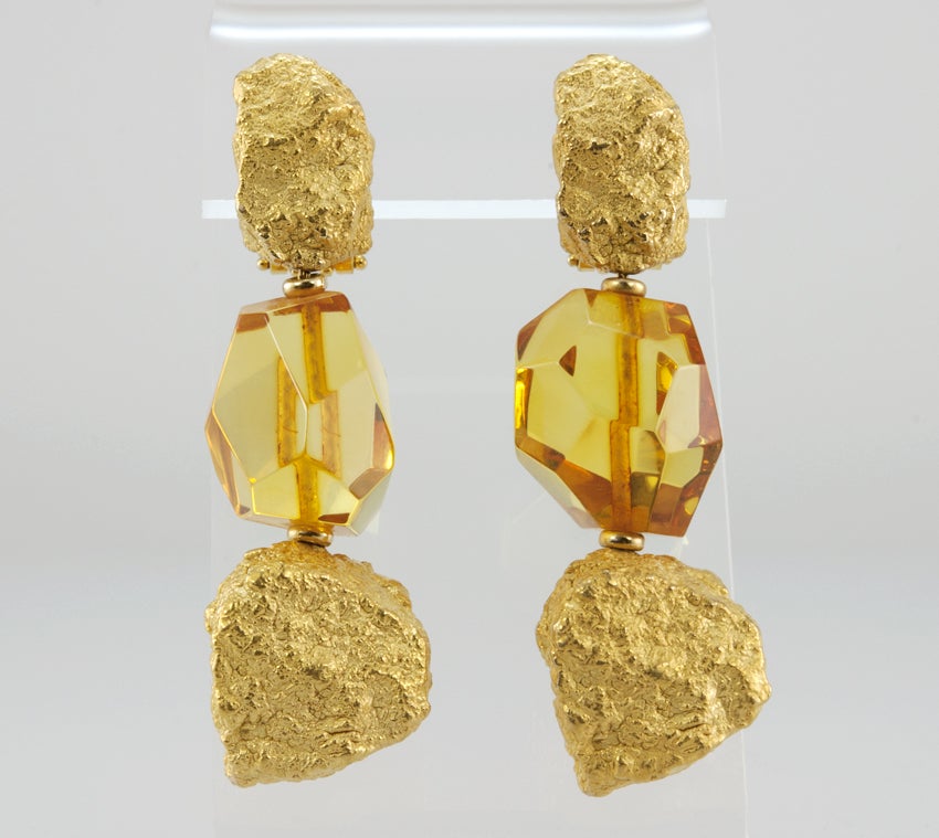 Women's ROBERTO COIN Amber and Gold Earrings