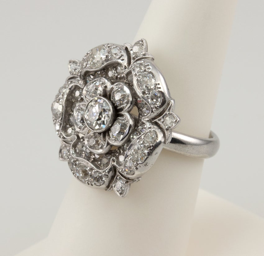 2 Carat Diamond Tudor Rose Ring 1